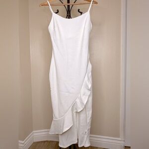 Iris- White Dress with Ruffle Slit